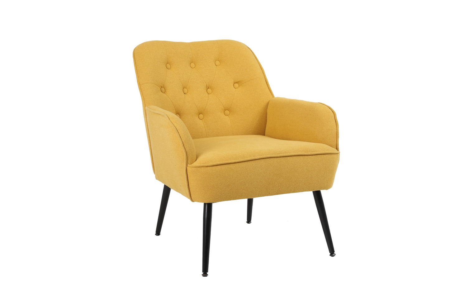 Modern Mid Century Chair Linen Sherpa Armchair for Living Room Bedroom Office Easy Assemble(Yellow)