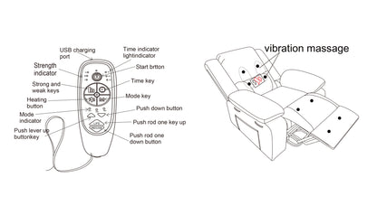 Electric Power Recliner Chair With Massage For Elderly,Remote Control Multi-function Lifting, Timing, Cushion Heating Chair With Side Pocket Dark Grey