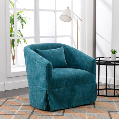 360-degree Swivel Accent Armchair Linen Blend Green