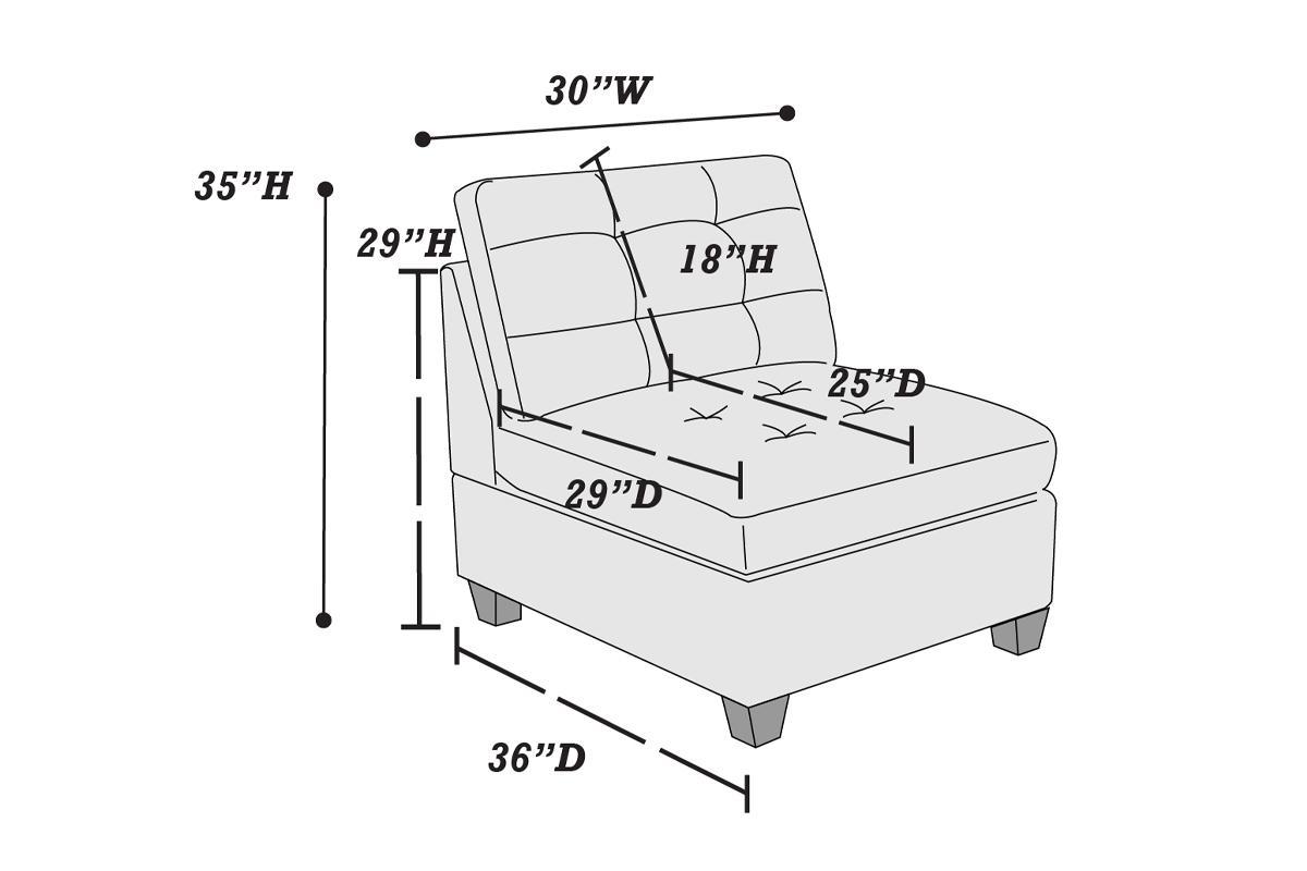 Living Room Furniture Tufted Armless Chair Dark Brown Breathable Leatherette 1pc Cushion Armless Chair Sofa Wooden Legs