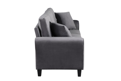 Modern Velvet Couch with 2 Pillow, 78 Inch Width Living Room Furniture, 3 Seater Sofa with Plastic Legs