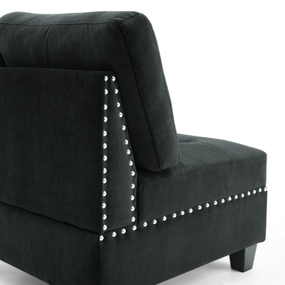 U shape Modular Sectional Sofa,DIY Combination,includes Four Single Chair and Two Corner,Black Velvet.