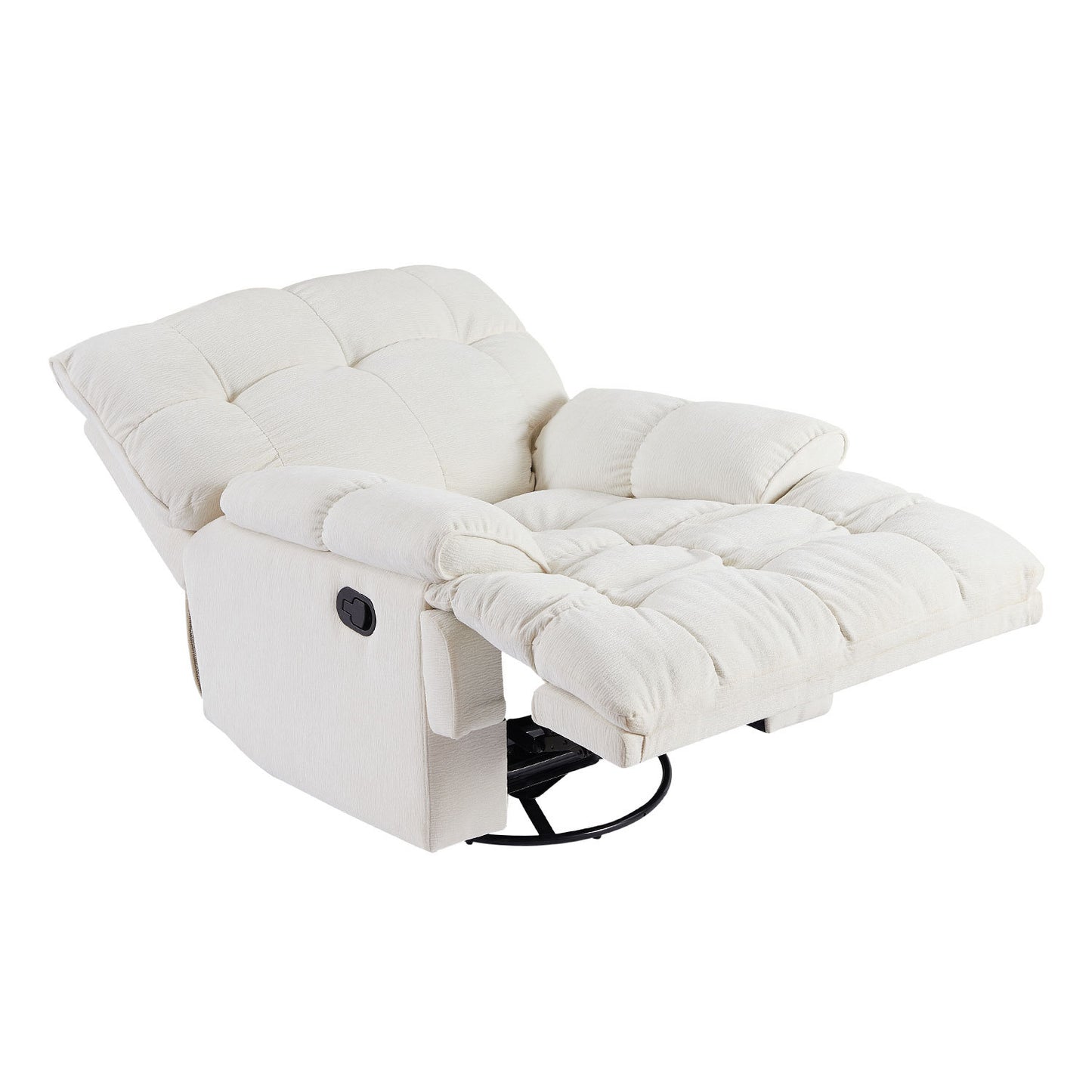 360 Degree Swivel Fabric Single Sofa Heavy Duty Reclining Chair for Living Room, Cream