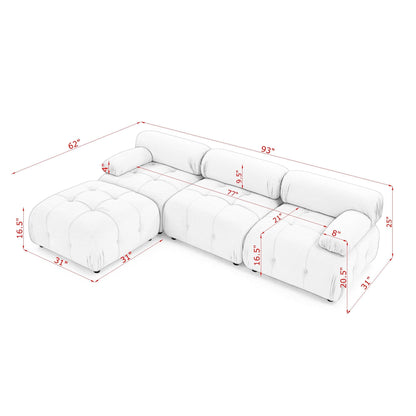 Modular Sectional Sofa, Button Tufted Designed and DIY Combination,L Shaped Couch with Reversible Ottoman, Orange Velvet