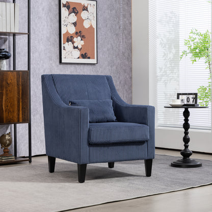 Modern Accent Chair,Upholstered Armchair with Scooped Arms for Bedroom,Apartment,Studio,Office,Waiting Room(Blue Corduroy)