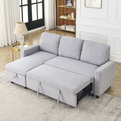 78.8" Reversible Sleeper Combo Sofa with Pullout Bed, Comfortable Linen L-Shaped Combo Sofa Sofa Bed, Living Room Furniture Sets for Tight Spaces