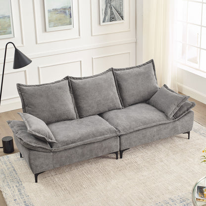 88.5 Modern Sailboat Sofa Dutch Velvet 3-Seater Sofa with Two Pillows for Small Spaces in Living Rooms, Apartments