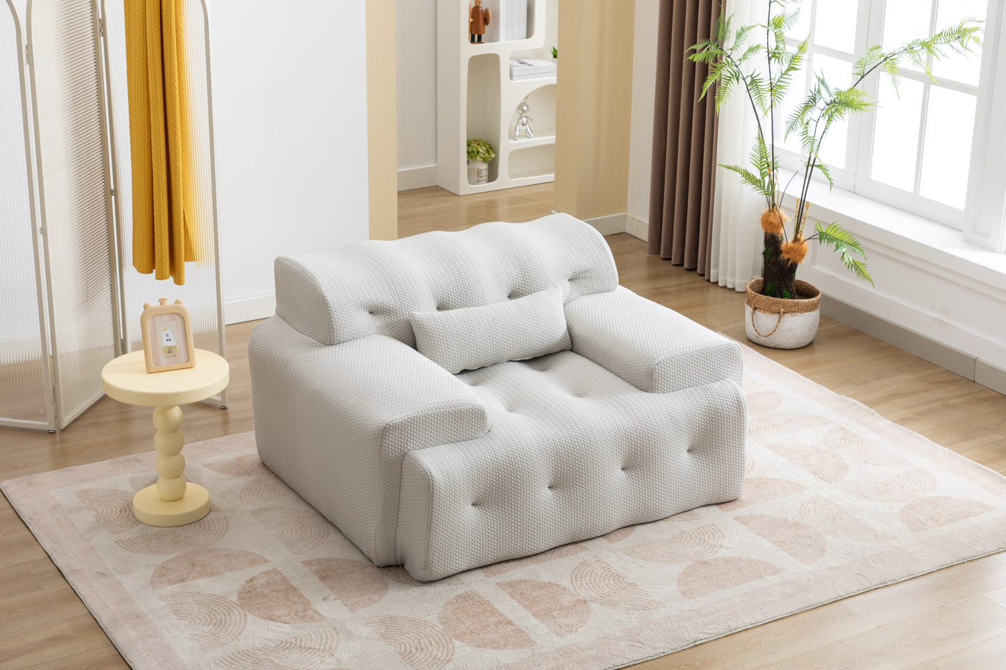 Large Size 1 Seater Sofa, Pure Foam Comfy Sofa Couch, Modern Lounge Sofa for Living Room, Apartment