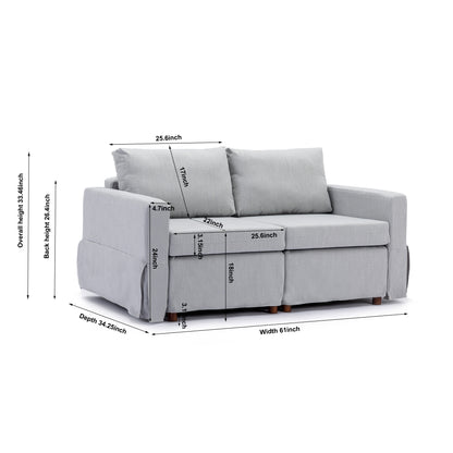 2 Seat Module Sectional Sofa Couch With 1 Ottoman,Seat Cushion and Back Cushion Removable and Washable,Light Grey