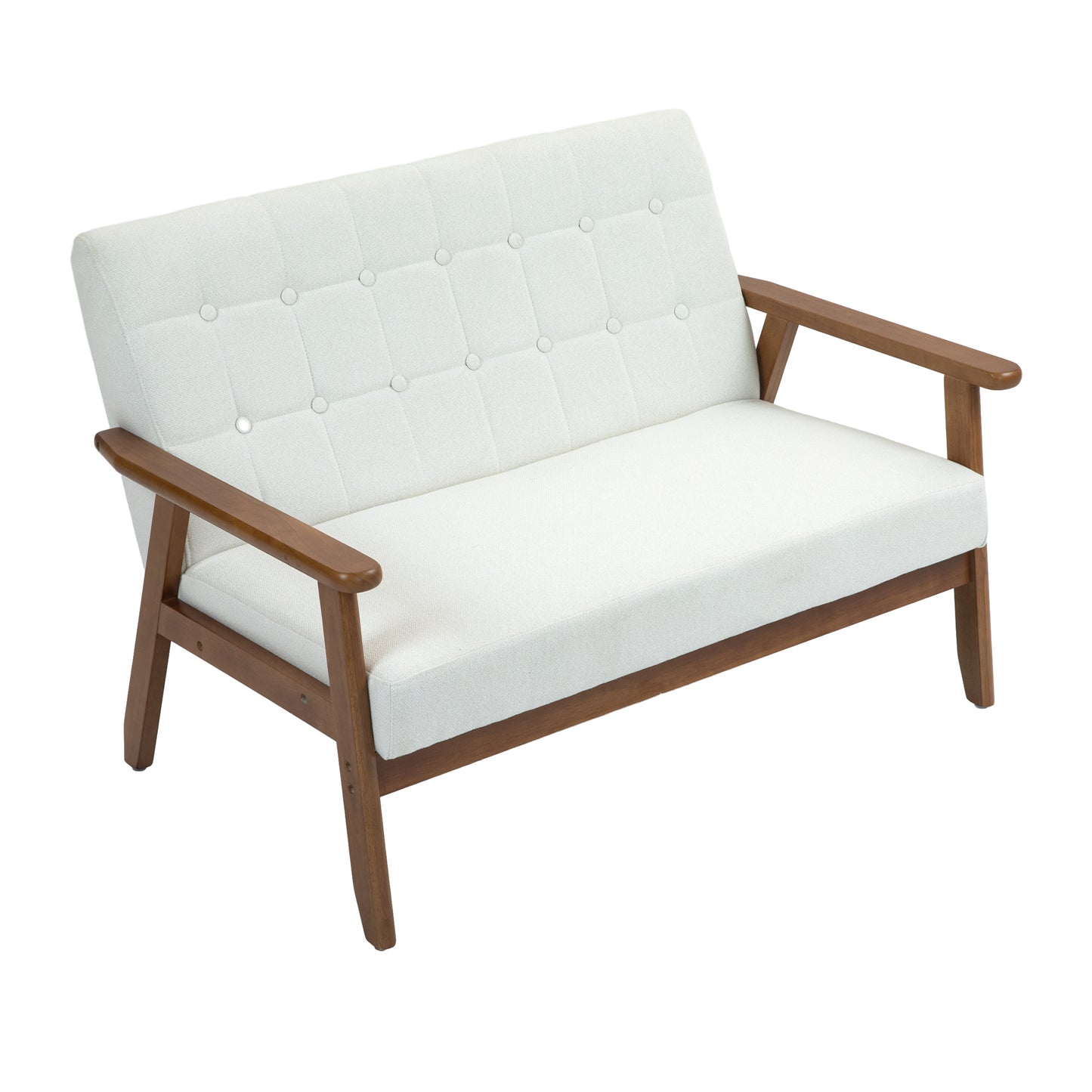 Mid-Century Modern Solid Loveseat Sofa Upholstered Linen Loveseat, 2-Seat Upholstered Loveseat Sofa Modern Couch