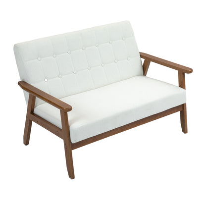 Mid-Century Modern Solid Loveseat Sofa Upholstered Linen Loveseat, 2-Seat Upholstered Loveseat Sofa Modern Couch