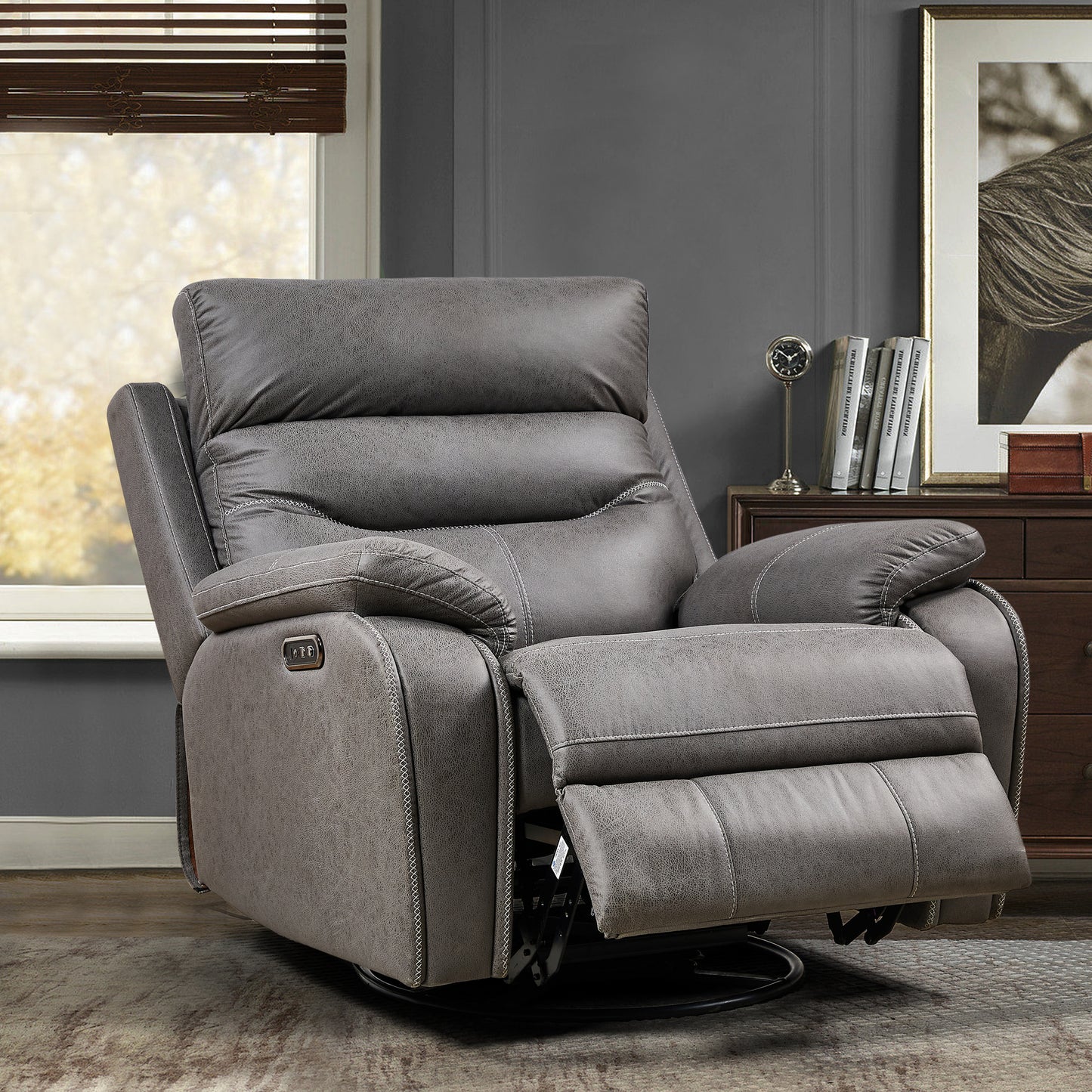 240 Degree Swivel Single Sofa Seat recliner Chair Infinite Position,Head rest with power function