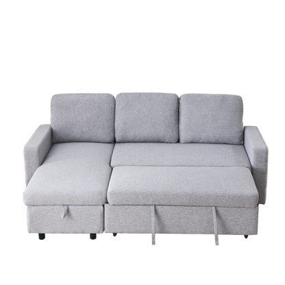 78.8" Reversible Sleeper Combo Sofa with Pullout Bed, Comfortable Linen L-Shaped Combo Sofa Sofa Bed, Living Room Furniture Sets for Tight Spaces