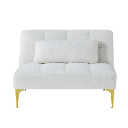 Convertible sofa bed futon with gold metal legs teddy fabric