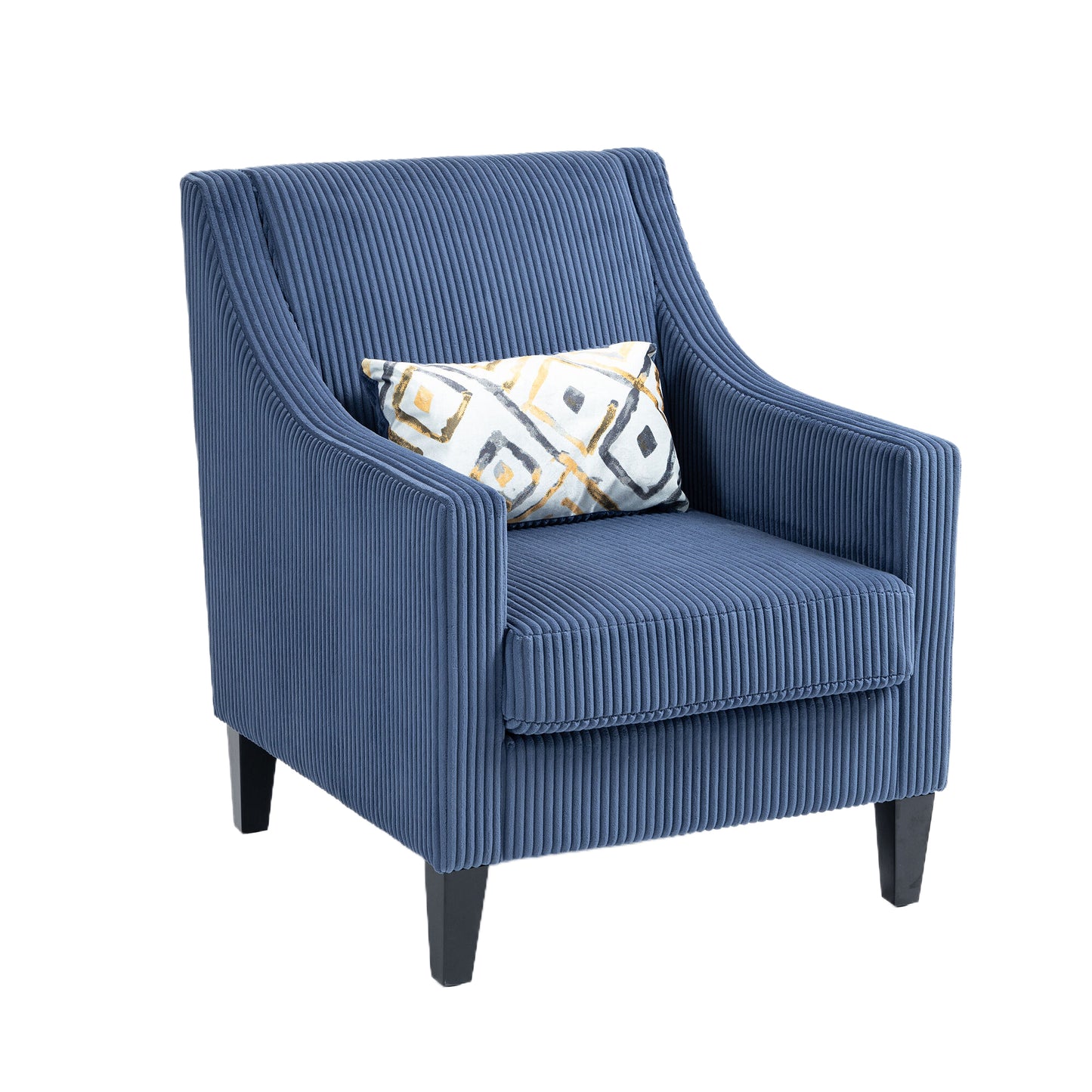 Modern Accent Chair,Upholstered Armchair with Scooped Arms for Bedroom,Apartment,Studio,Office,Waiting Room(Blue Corduroy)