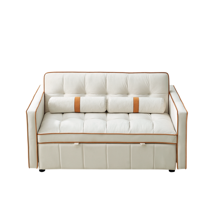 Modern 55.5" Pull Out Sleep Sofa Bed 2 Seater Loveseats Sofa Couch with side pockets, Adjsutable Backrest and Lumbar Pillows for Apartment Office Living Room