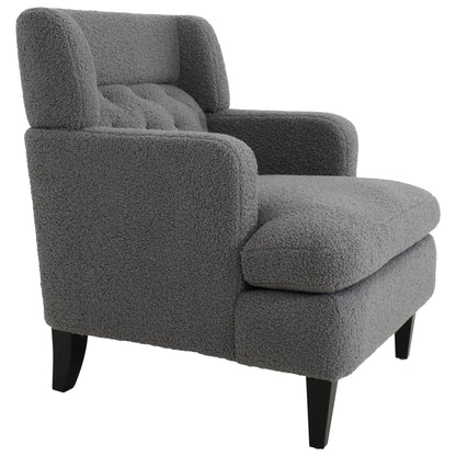 Upholstered Accent Chair Tufted Armchair for Living Room and Bedroom, Dark Grey