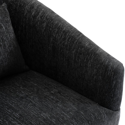 360-degree Swivel Accent Armchair Linen Blend BLACK