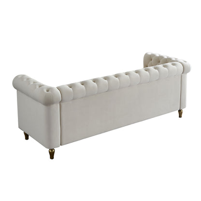 Velvet Sofa 84.65 inch for Living Room Beige Color