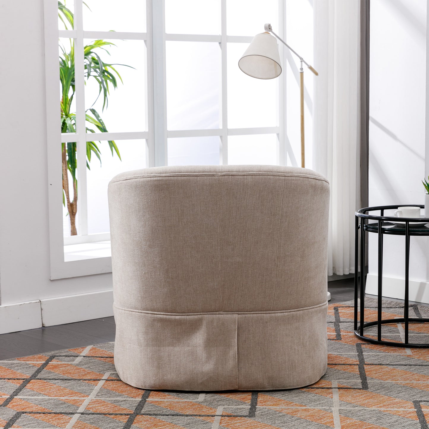 360-degree Swivel Accent Armchair Linen Blend Beige