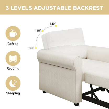 3-in-1 Sofa Bed Chair, Convertible Sleeper Chair Bed,Adjust Backrest Into a Sofa,Lounger Chair,Single Bed,Modern Chair Bed Sleeper for Adults,White(Old sku:WF301161AAB)