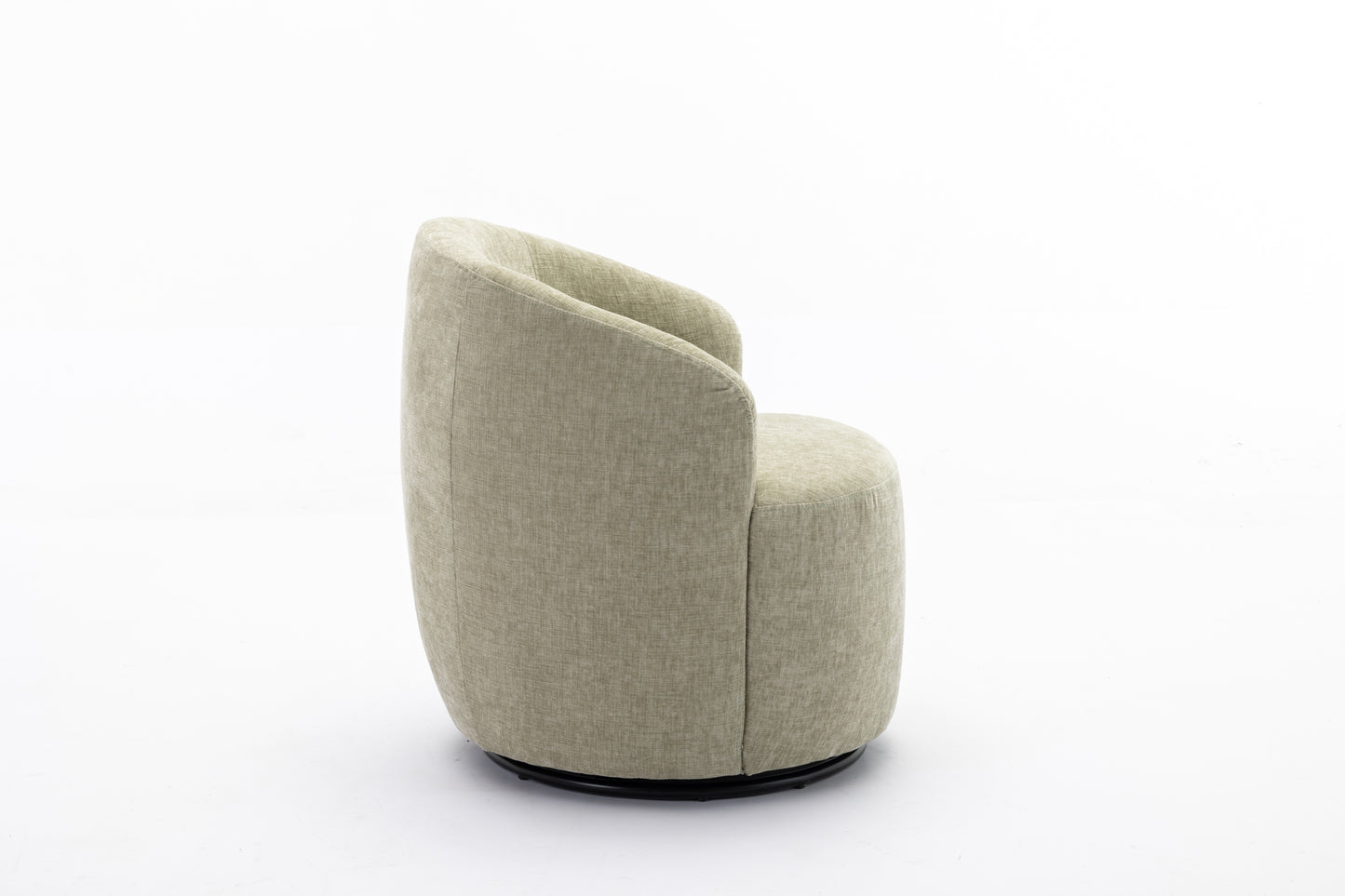 037-Chenille Fabric Swivel Accent Armchair Barrel Chair With Black Powder Coating Metal Ring,Light Green