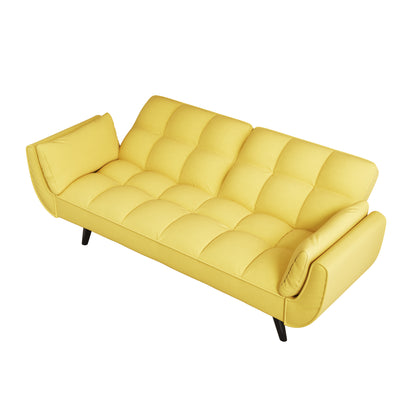 57 inch yellow sofa Soft two armrests throw pillow pillow comfortable fit apartment bedroom small space