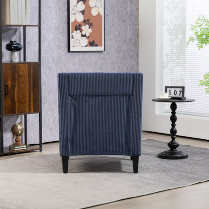 Modern Accent Chair,Upholstered Armchair with Scooped Arms for Bedroom,Apartment,Studio,Office,Waiting Room(Blue Corduroy)