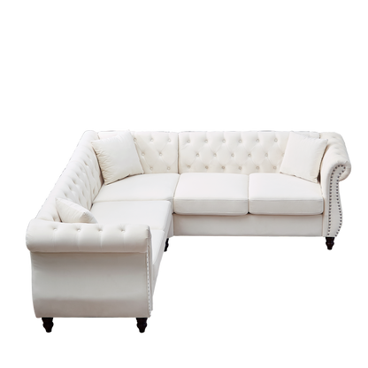 83.5-Inch Oversized Corner Sofa, L-Shaped Sectional Couch,  5-Seater Corner Sofas with 3 Pillows for Living Room, Bedroom, Apartment, Office