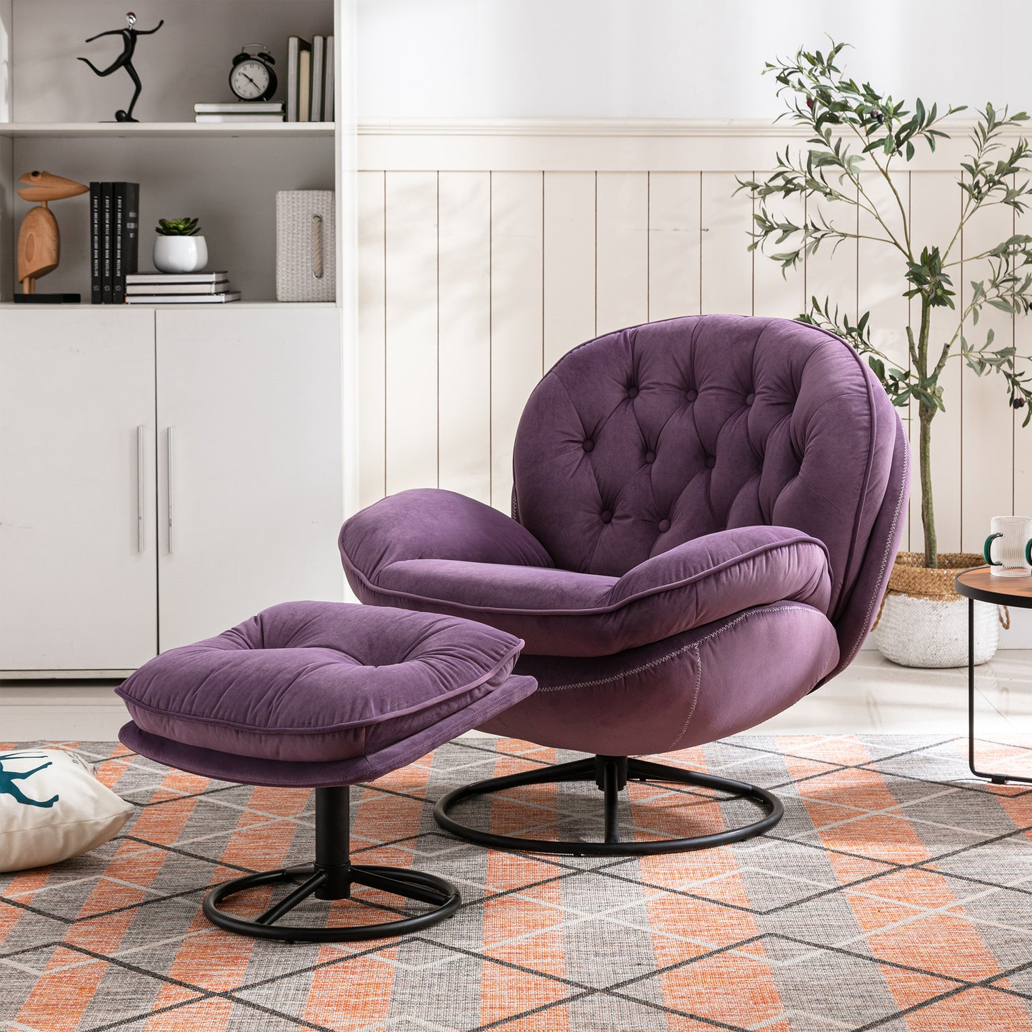 Accent chair TV Chair Living room Chair  with Ottoman-PURPLE