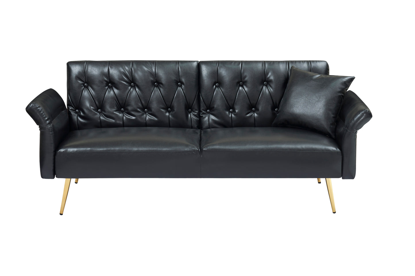 67.71 Inch Faux leather sofa bed with adjustment armres