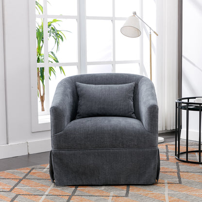 360-degree Swivel Accent Armchair Linen Blend Grey