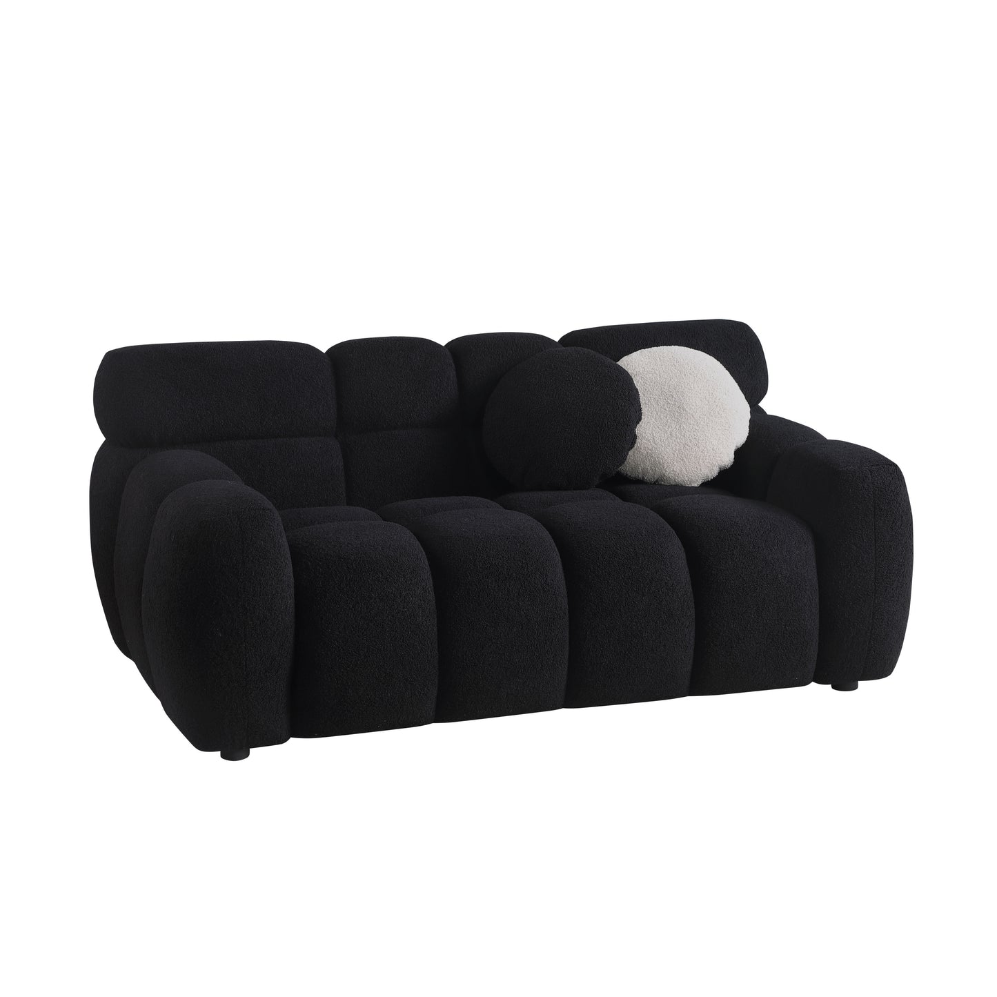 64.96 length,35.83" deepth,human body structure for USA people, marshmallow sofa,boucle sofa,2 seater, BEIGE BOUCLE