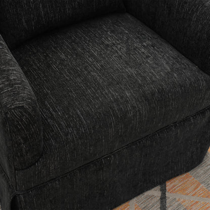 360-degree Swivel Accent Armchair Linen Blend BLACK