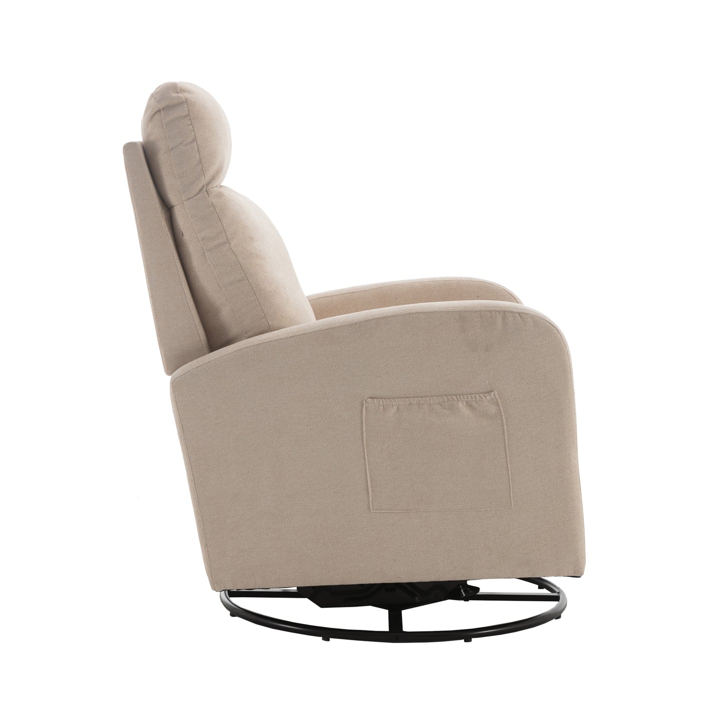 Upholstered Swivel Glider.Rocking Chair for Nursery in Beige.Modern Style One Left Bag