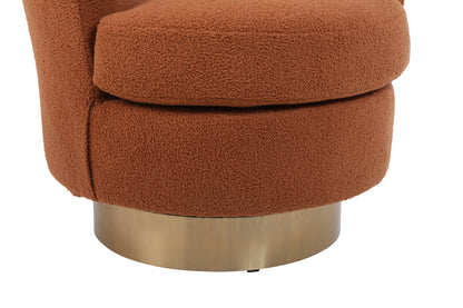 Teddy Swivel Barrel Chair, Swivel Accent Chairs Armchair for Living Room, Reading Chairs for Bedroom Comfy, Round Barrel Chairs with Gold Stainless Steel Base