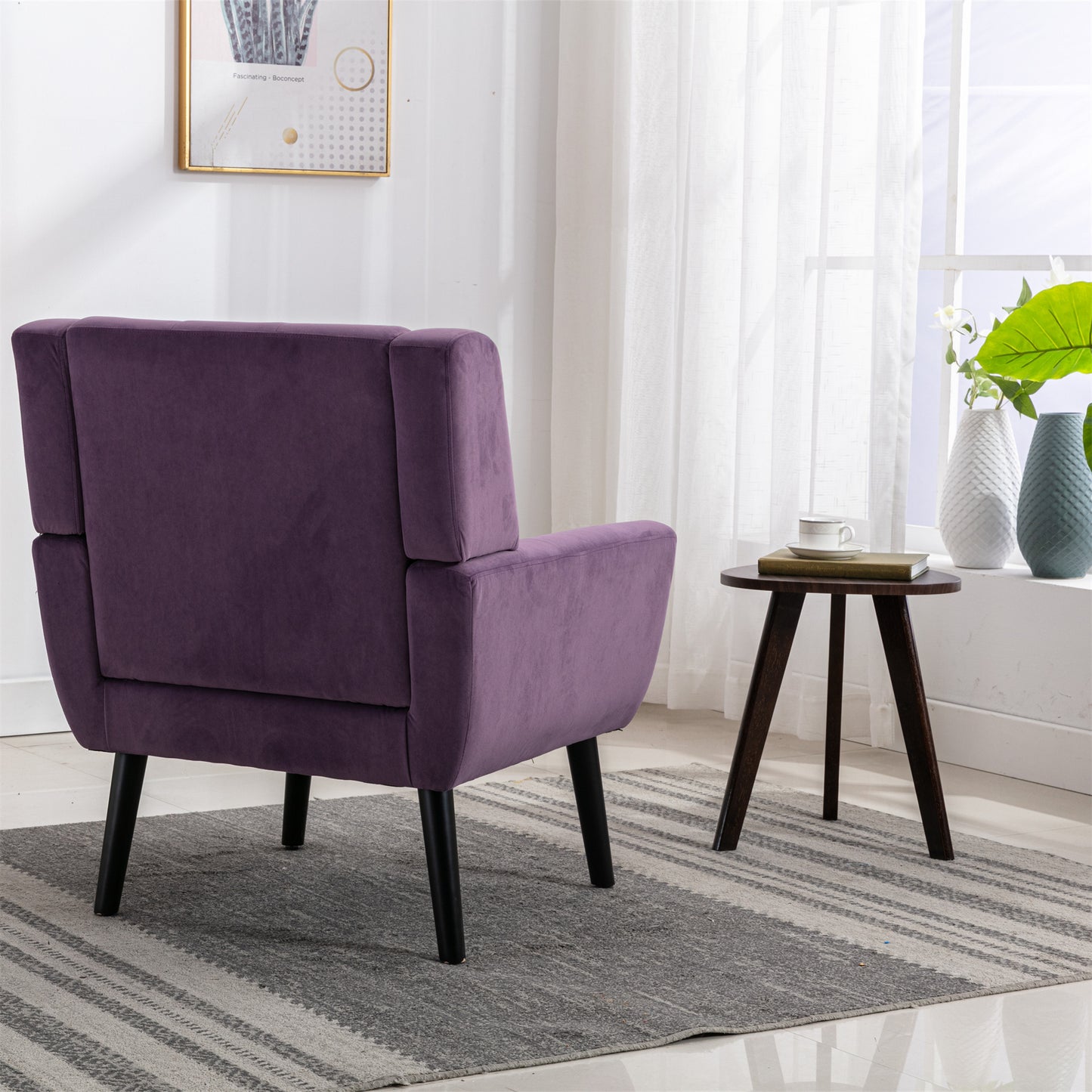 Modern Soft Velvet Material Ergonomics Accent Chair Living Room Chair Bedroom Chair Home Chair With Black Legs For Indoor Home