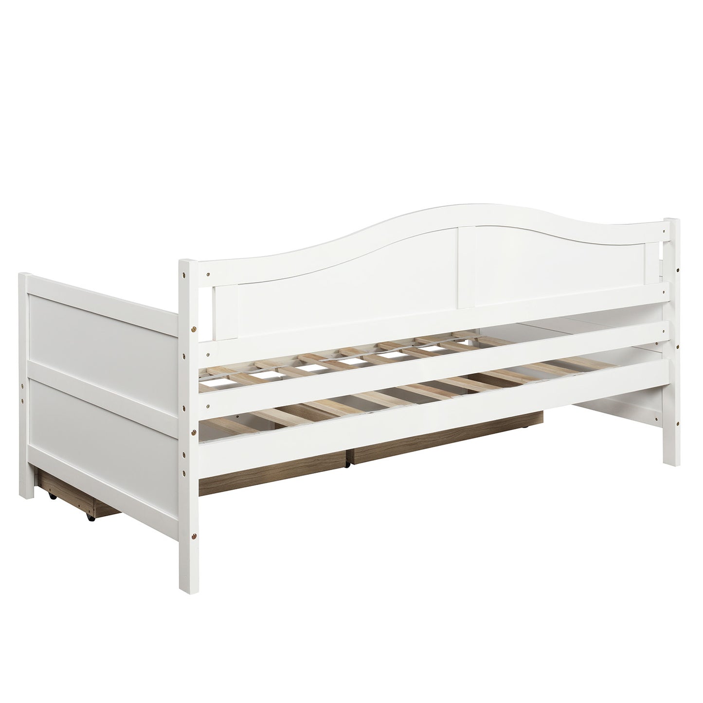 Wooden Daybed with 2 drawers, Sofa Bed for Bedroom Living Room,No Box Spring Needed,White