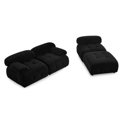 Modular Sectional Sofa, Button Tufted Designed and DIY Combination,L Shaped Couch with Reversible Ottoman, Black Velvet