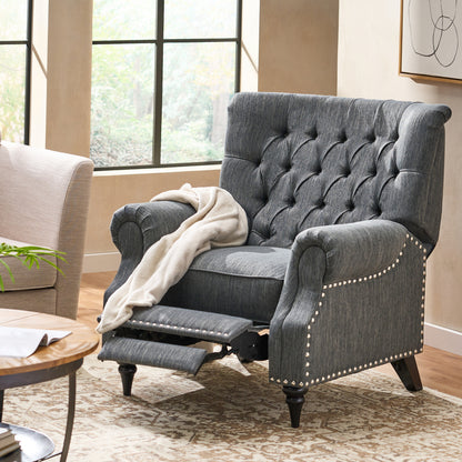 Classic Style Charcoal Fabric Push Back Chair