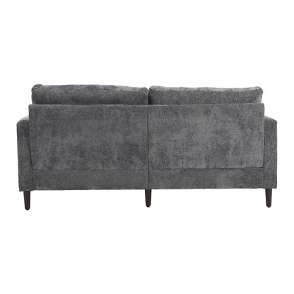 Mid Century Modern chenille Fabric Loveseat sofa, 2-Seat Upholstered Loveseat Sofa Modern Couch for Living Room,Brown wood feet sofa for Bedroom, Reading (Gray Chenille)