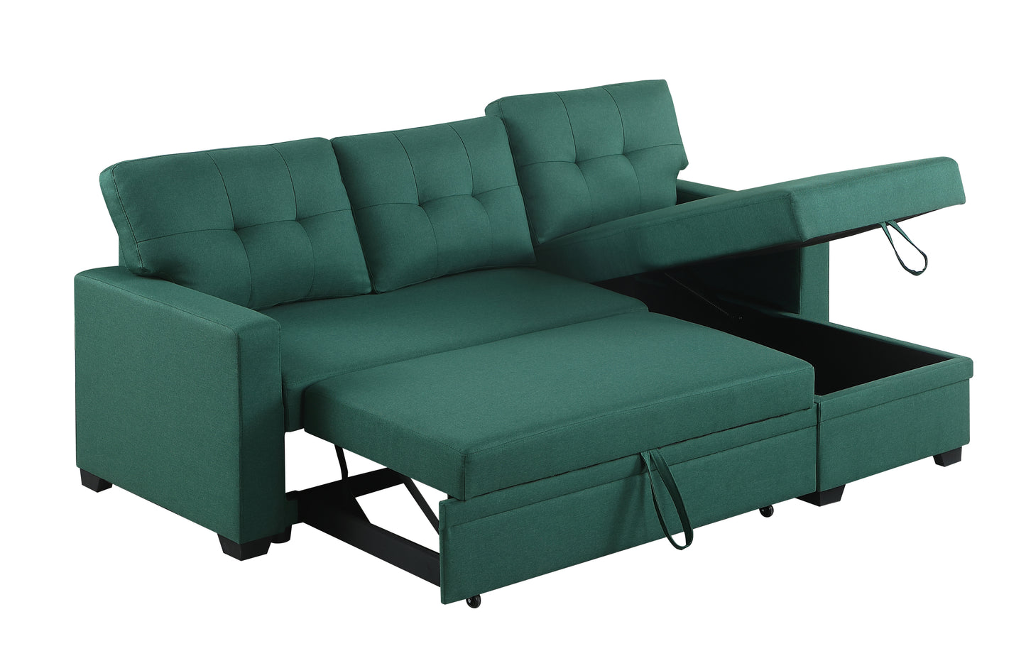 Upholstered Pull out Sectional Sofa with Chaise