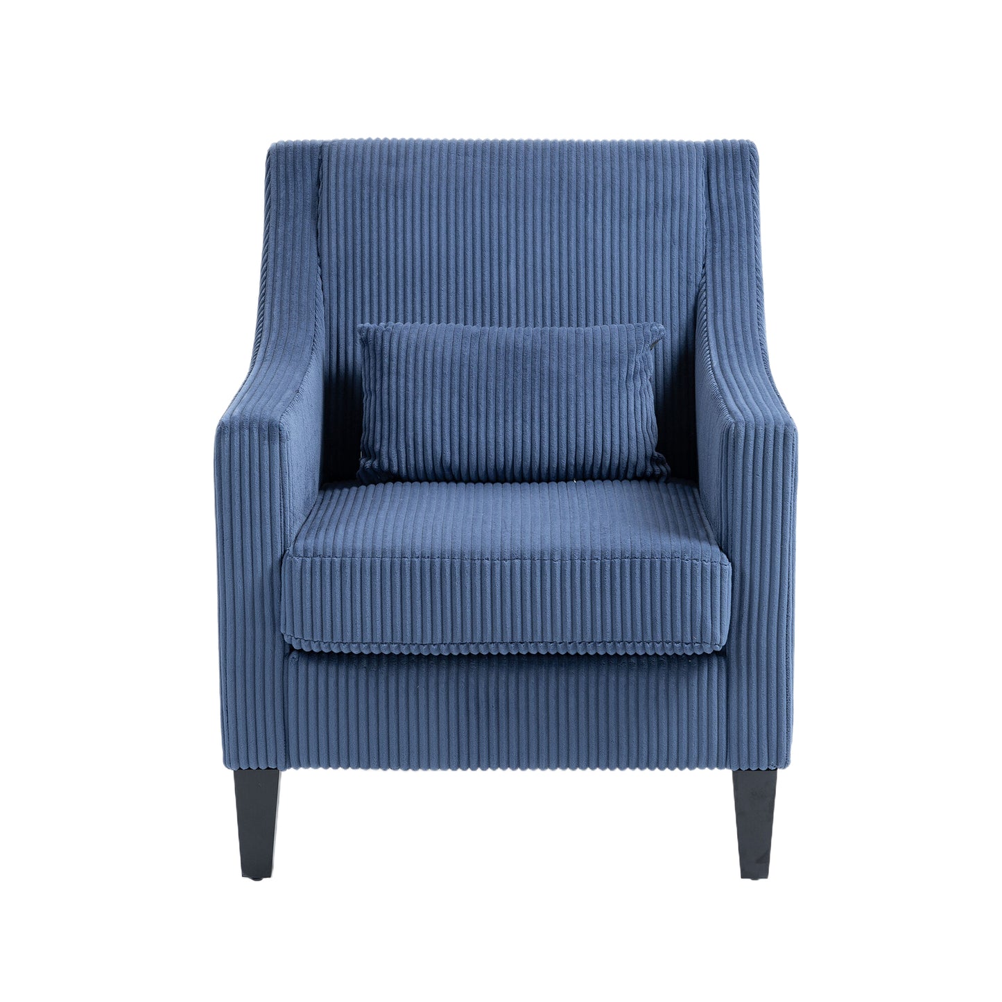 Modern Accent Chair,Upholstered Armchair with Scooped Arms for Bedroom,Apartment,Studio,Office,Waiting Room(Blue Corduroy)