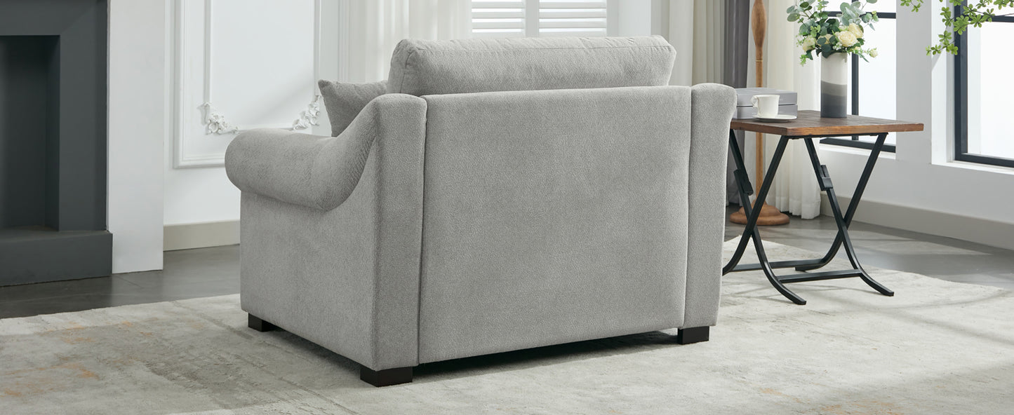 Modern Chenille Oversized Armchair, Accent Chair, Single Sofa for Bedroom, Living Room,44.5" Wide, Light Grey