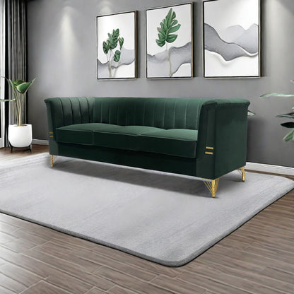 82.67'' W Velvet Sofa, Mid-Century Sofa Furniture Chesterfield Couch for Living Room (Sofa, Green)