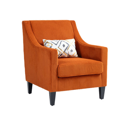 Modern Accent Chair,Upholstered Armchair with Scooped Arms for Bedroom,Apartment,Studio,Office,Waiting Room(Orange Corduroy)