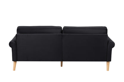 Living Room Sofa,3-Seater Sofa, with Copper Nail on Arms,Three Pillow,Black