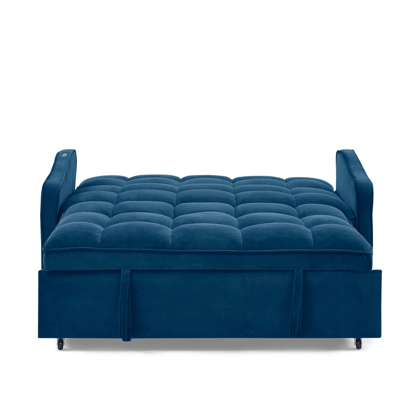 Loveseats Sofa Bed with Pull-out Bed,Adjsutable Back and Two Arm Pocket,TypeC and USB Charging with Copper nail,Blue (47"x53"x31")