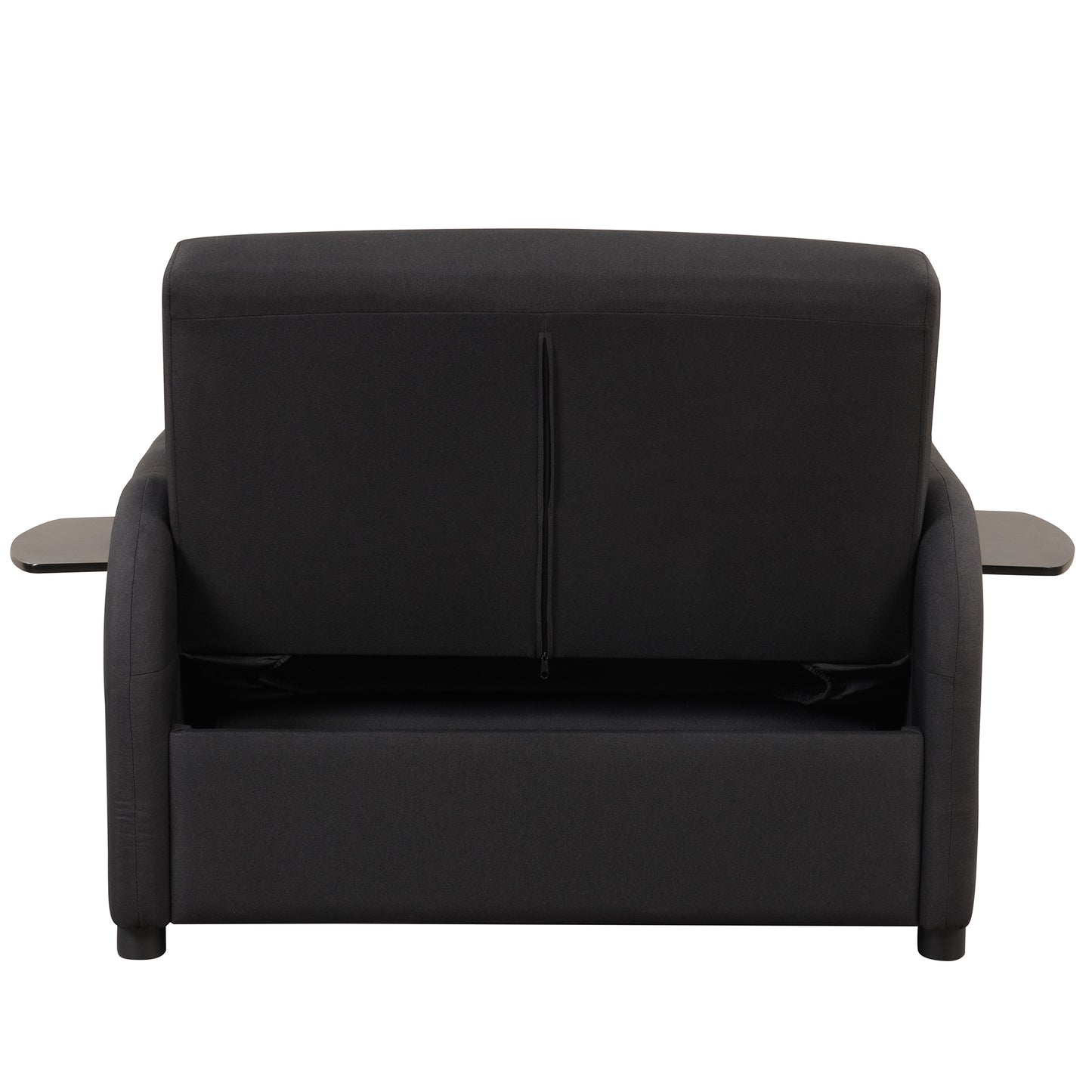 Pull out sofa sleeper 3 in 1 with 2 wing table and usb charge for nap line fabric for living room recreation room Black