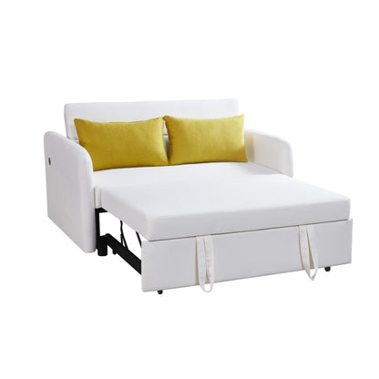 Twins Sofa Bed Cream White Fabric